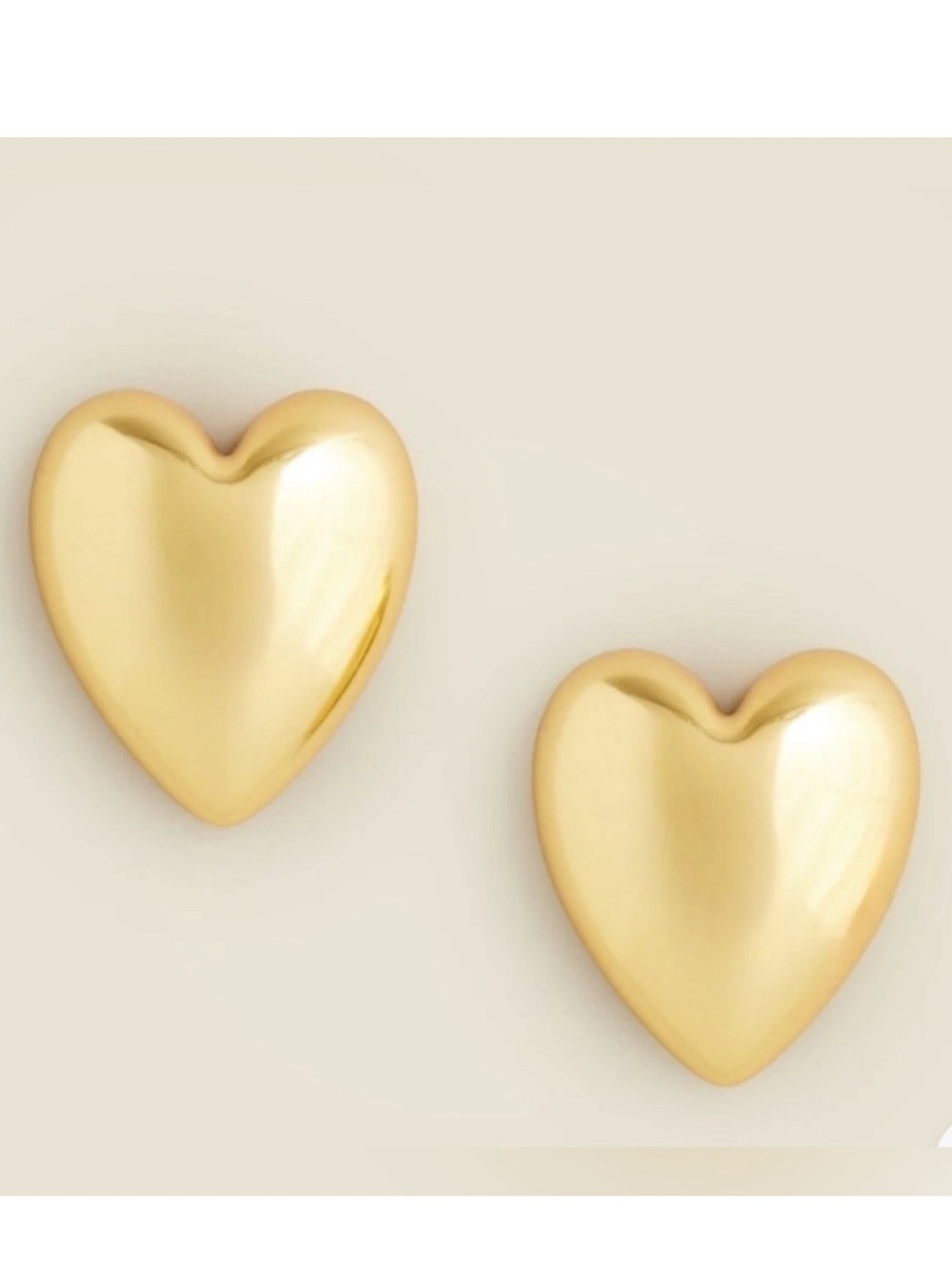 J.Crew NWT Earrings Oversized Heart Stud  Shiny Matte Gold Plated Brass Earring